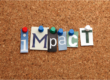 the word impact spelled out from magazine cutouts
